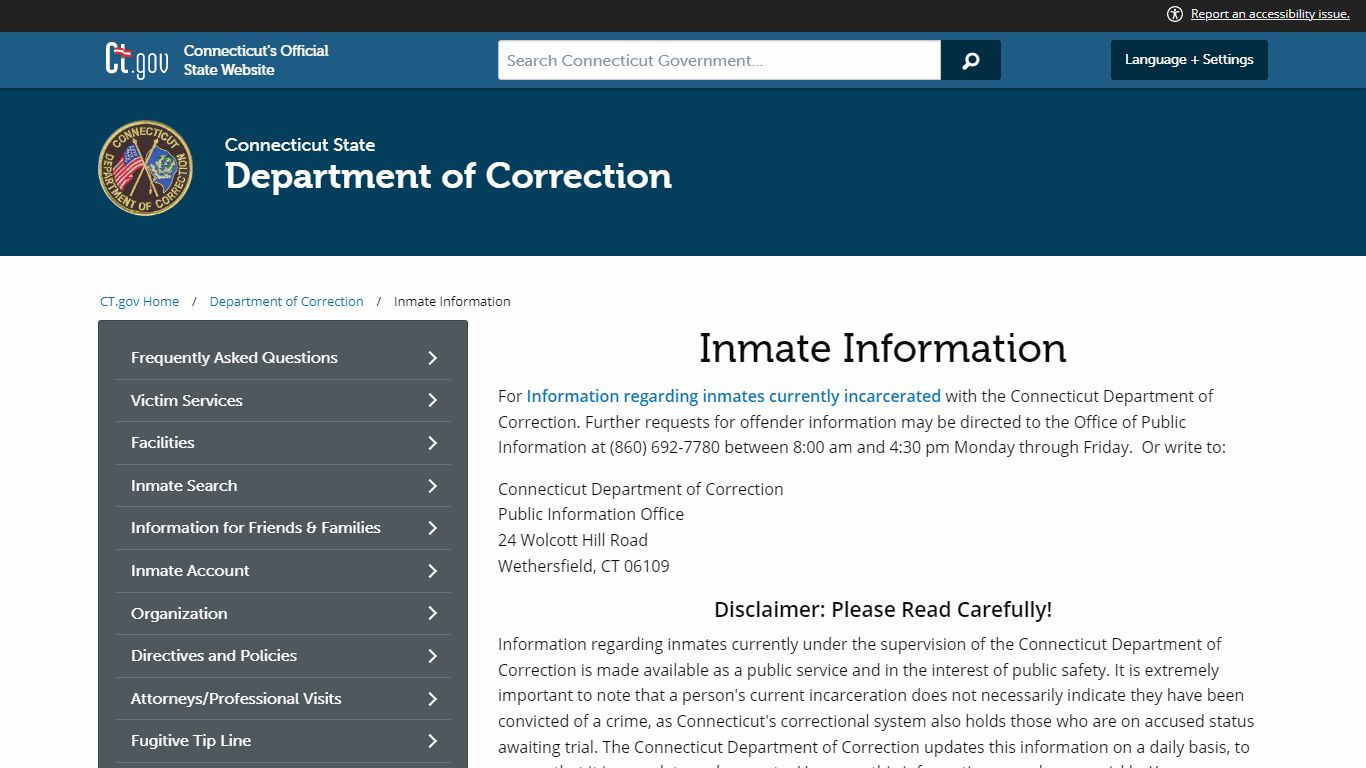 Inmate Information - ct